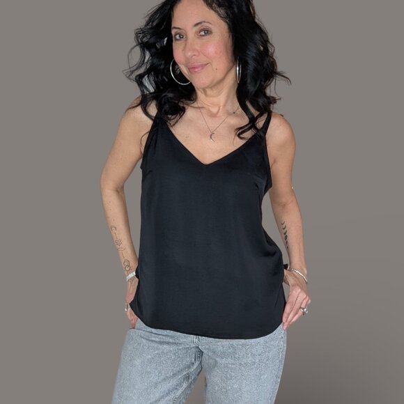 A New Day Black Spaghetti Strap Camisole - Small - Picture 3 of 9